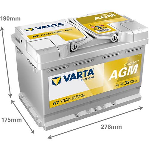DYNAMIC AGM 570901076 12v 70ah dimenzije