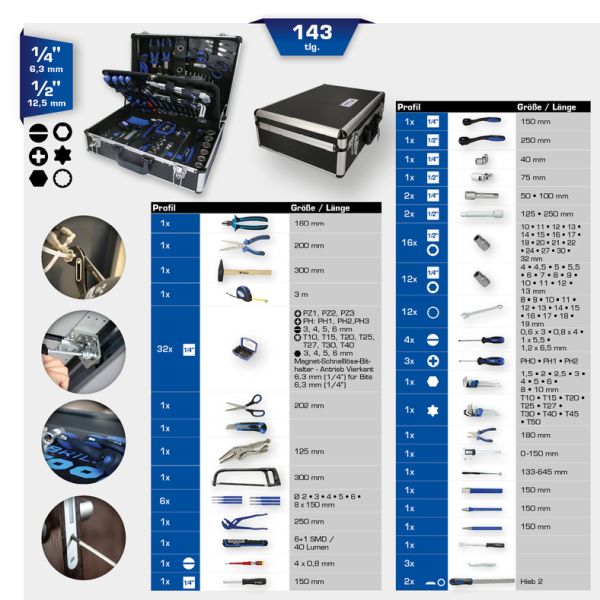 KS Tools Kofer set alata 1/4" + 1/2" 143 dijela BT024143