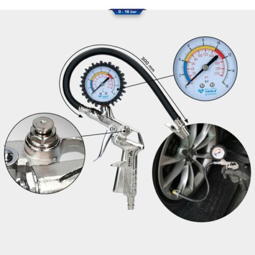KS Tools Pištolj za pumpanje guma s manometrom 0–16 bar BT691019