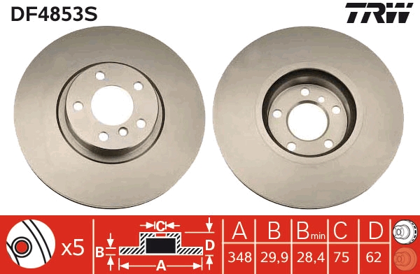 TRW prednji kočioni disk BMW X5 E70 F15 X6 E71 F16 DF485S