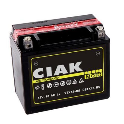 CIAK Starter AGM Moto akumulator YT12B-BS 12V 10Ah 215A L+