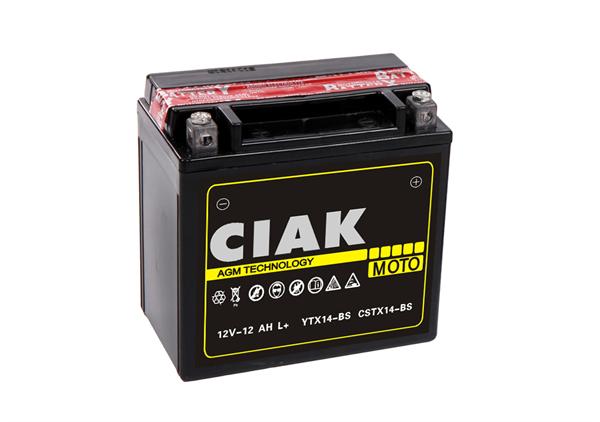 CIAK Starter AGM Moto akumulator YTX14-BS 12V 12Ah 200A L+