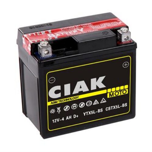 CIAK Starter AGM Moto akumulator YTX5L-BS 12V 4Ah 80A D+