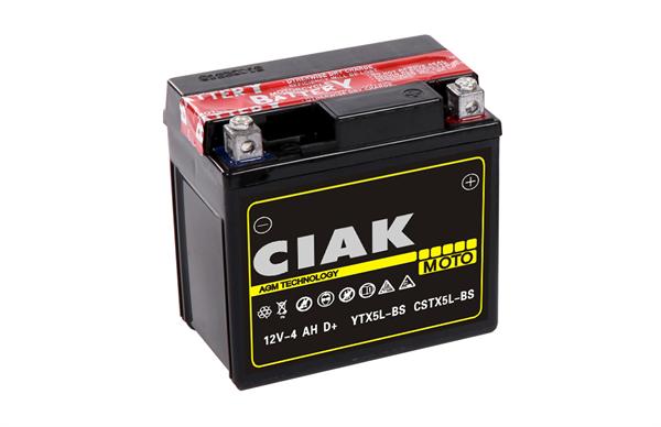CIAK Starter AGM Moto akumulator YTX5L-BS 12V 4Ah 80A D+