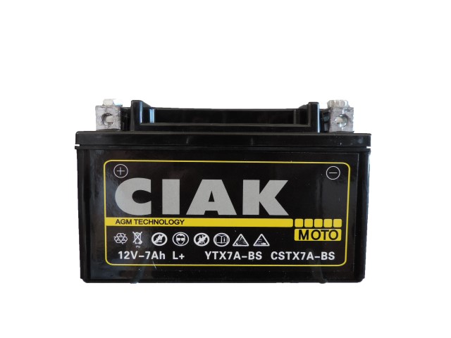 CIAK Starter AGM Moto akumulator YTX7A-BS 12V 7Ah 105A L+
