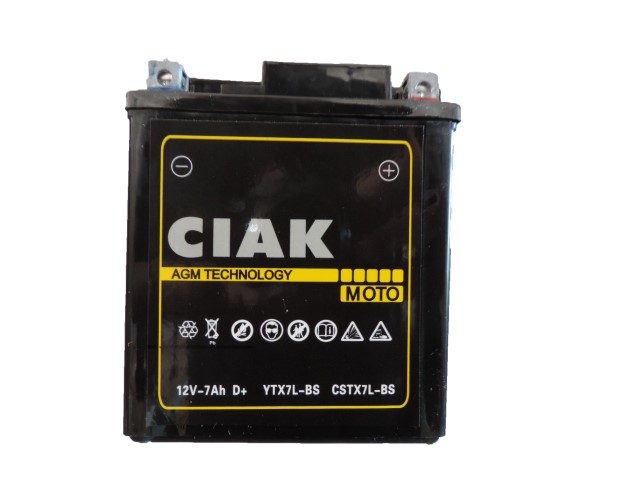 CIAK Starter AGM Moto akumulator YTX7L-BS 12V 7Ah 100A D+