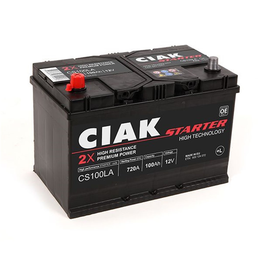 CIAK Starter Asia akumulator 12V 100Ah 720A L+ – CS100LA