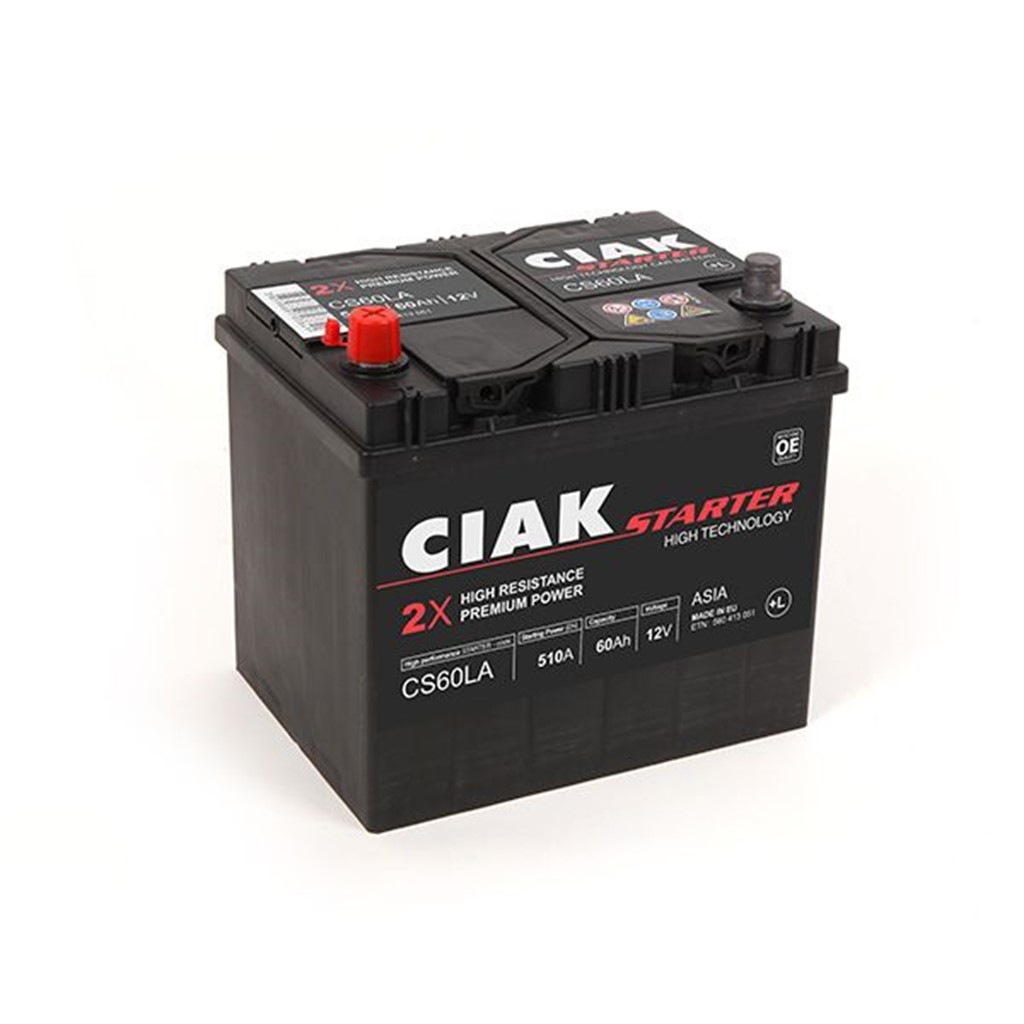 CIAK Starter Asia akumulator 12V 60Ah 510A L+ – CS60LA