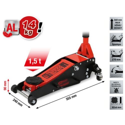 Hidraulična aluminijska podna dizalica 1,5 t KS TOOLS 160.1000